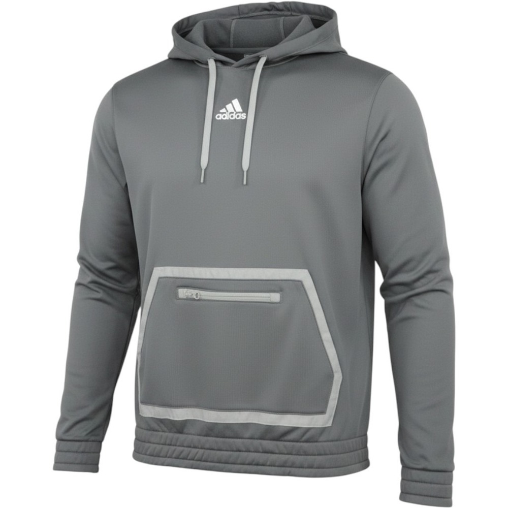 Adidas Men's Zip Pocket Soft Fleece‎ Team Issue Pullover Hoodie Gray Size L